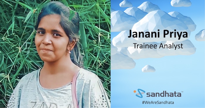 Picture of Janani Priya. Text: Janani Priya, Trainee Analyst
