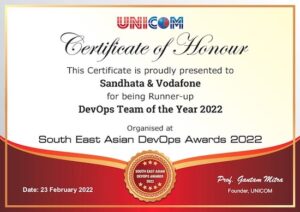 Unicom SE Asian DevOps Awards: runner up: sandhata & vodafone