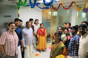 team members together in an office